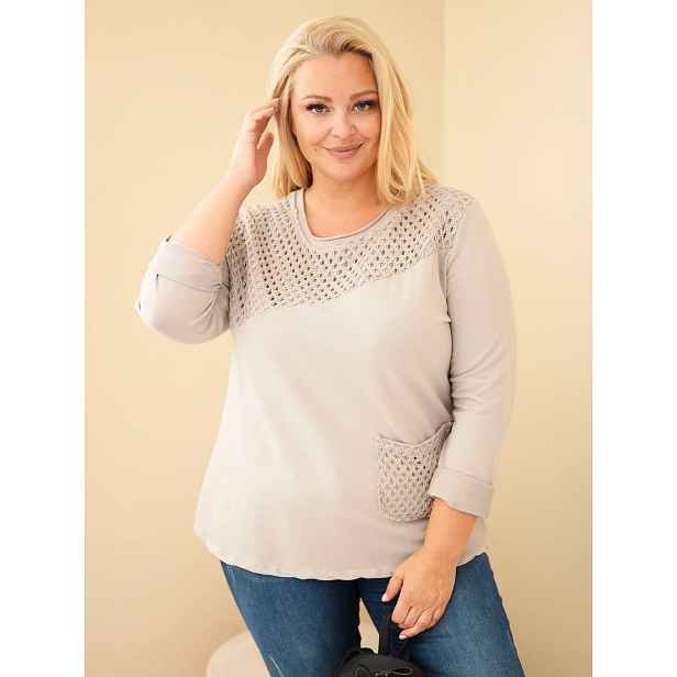 Kesi Dámská Plus Size Mikina s Krajkovým Vložením