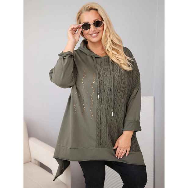 Kesi plus size bavlněná mikina s pletenou vložkou