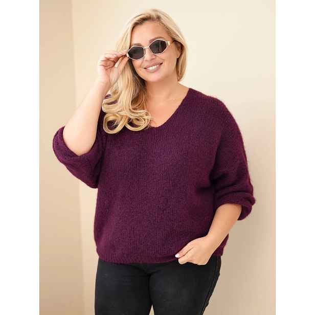 plus size svetr s výstřihem do V