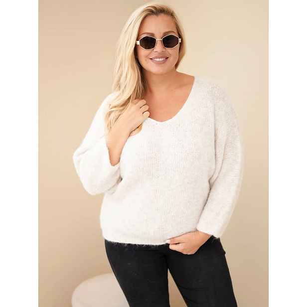 Plus Size dámský svetr s V-výstřihem