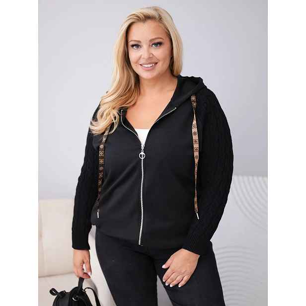 Plus size mikina s pletenými rukávy