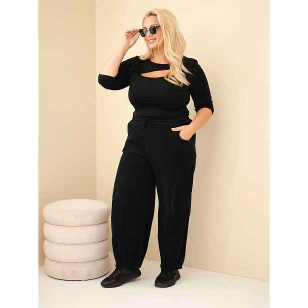 Plátěné kalhoty Plus Size s elastickým pasem