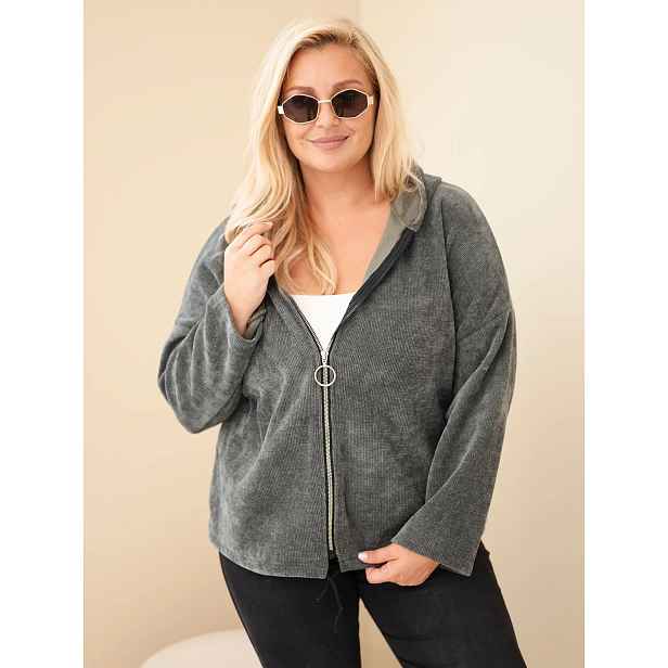 Kesi Plus Size manšestrová mikina na zip