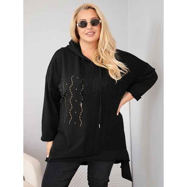 Plus size dámská mikina Kesi s ozdobným pleteným prvkem
