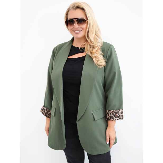 Plus Size Dámské sako s leopardím vzorem