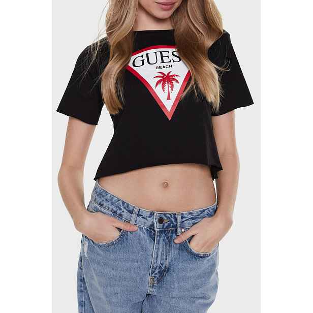 Guess ss cn logo crop tee l