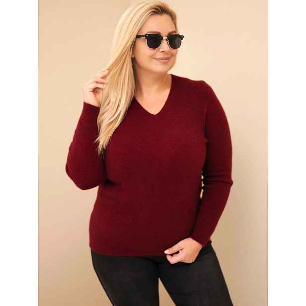 Plus Size svetr z baby alpaky s dlouhými rukávy