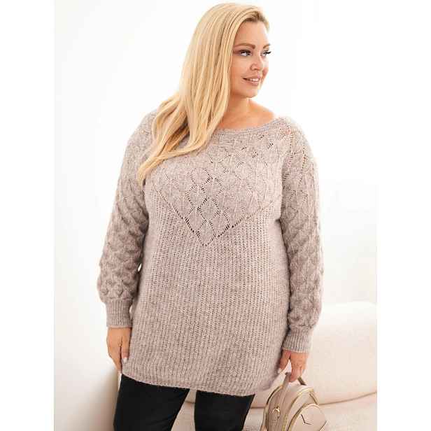 Dámský plus size svetr s dlouhým rukávem