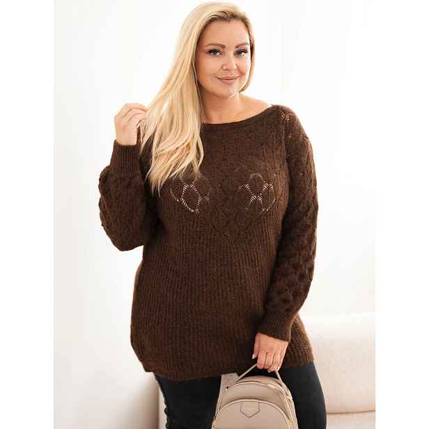 Dámský plus size svetr z otevřené pleteniny