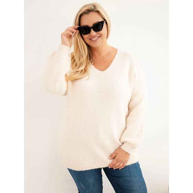 Kesi Włoski Plus Size dámský svetr s výstřihem do V