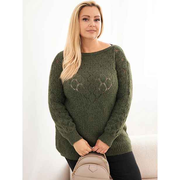 Kesi Plus Size otevřený pletený svetr