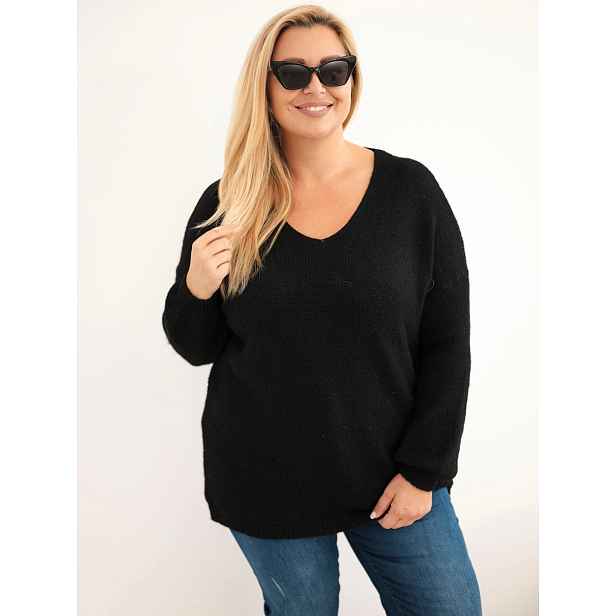 Kesi Plus Size svetr s vlnou a V-výstřihem