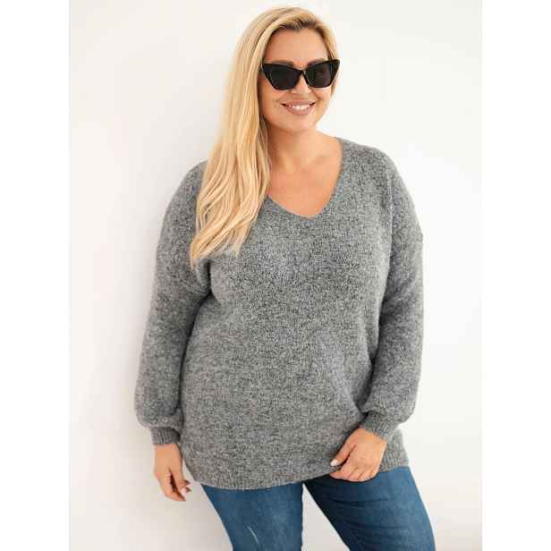 Kesi Ženský svetr Plus Size s V-krkem