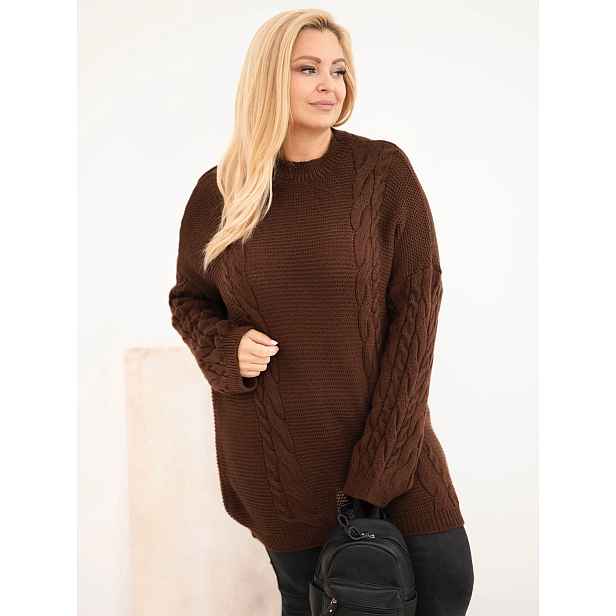 Plus Size dámský svetr s copovým vzorem