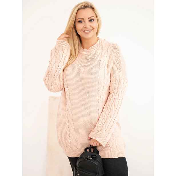 Kesi Włoski dámský plus size svetr s copánkovým vzorem