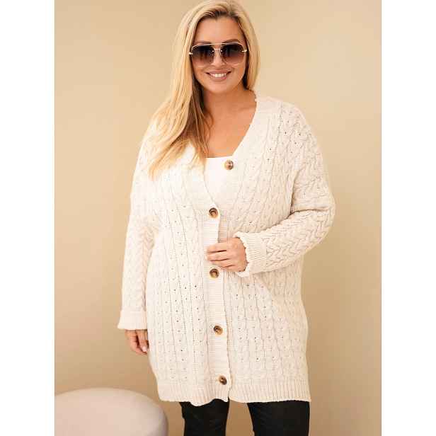 Plus Size cardigan s knoflíčky a vzorem