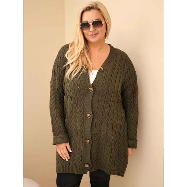 Kesi Włoski dámský plus size cardigan na knoflíky