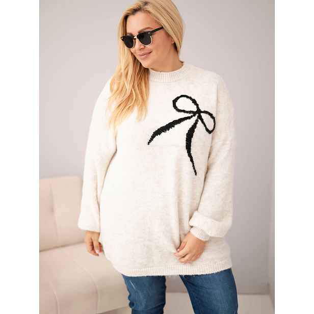 Plus Size svetr s mašlí