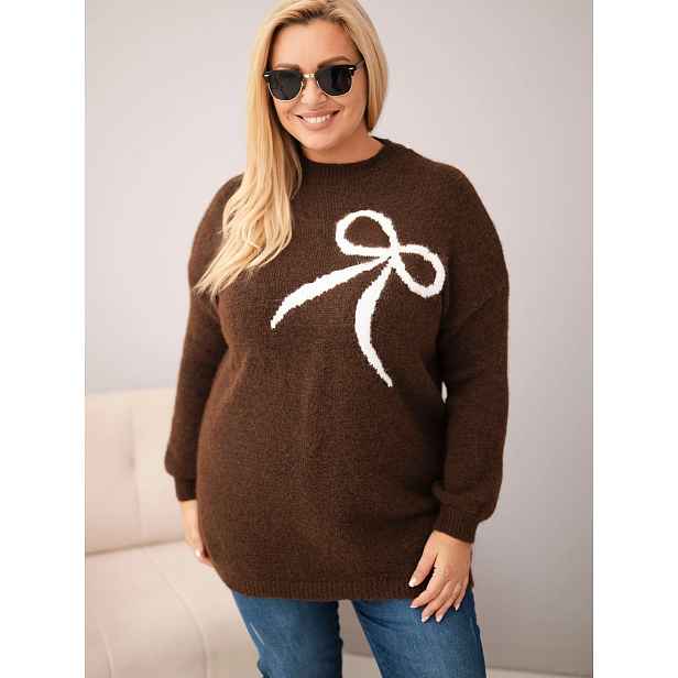 Plus size dámský svetr s mašlí