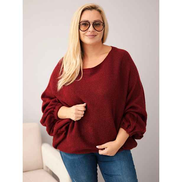 Plus size svetr s vlnou v barvě