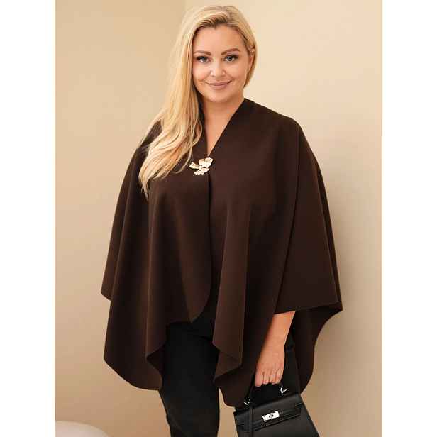 Plus Size pletené pončo s brož