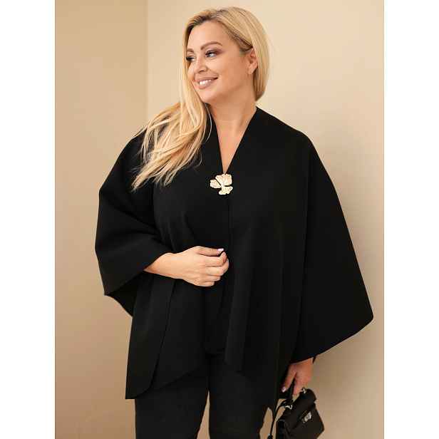 Dámské pončo cardigan Plus Size s brož