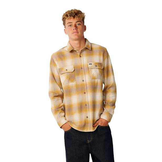 Rip curl pánská košile Classic Surf Count Flannel Dark Mustard | 100% bavlna